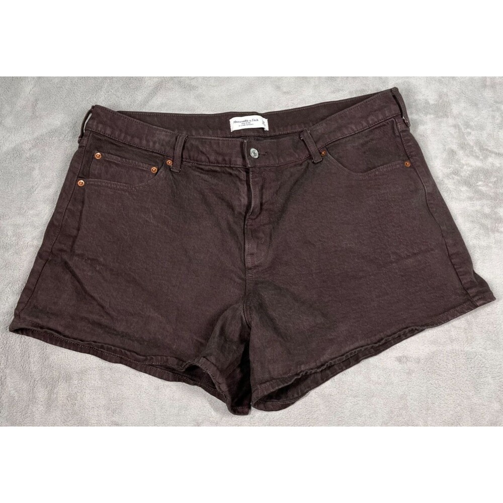 Abercrombie & Fitch Mid Rise A-Line Shorts Womens Size 34 Brown Denim Jean